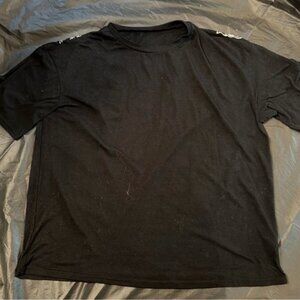 ROMWE Black Short-Sleeve Crewneck Tee